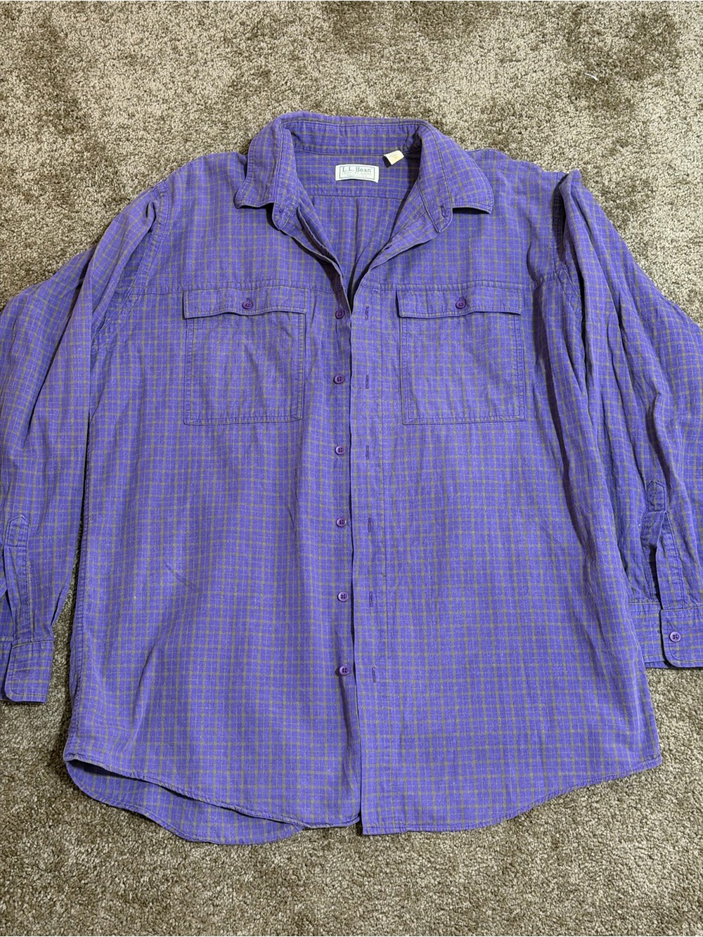 L.L. Bean Vintage Purple and Olive Plaid Shirt